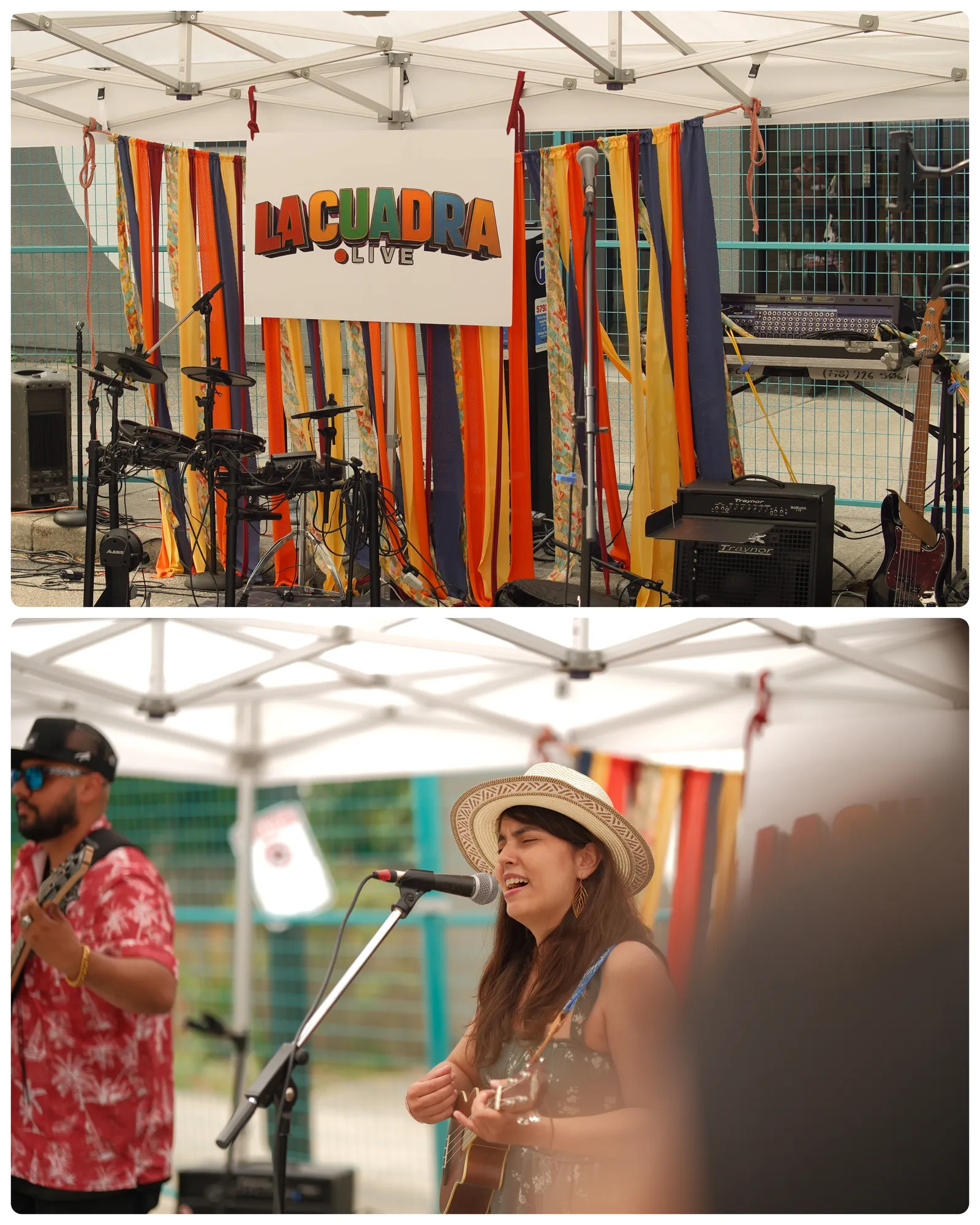 The La Cuadra Live stage and Ani laughing mid-song with her bassist